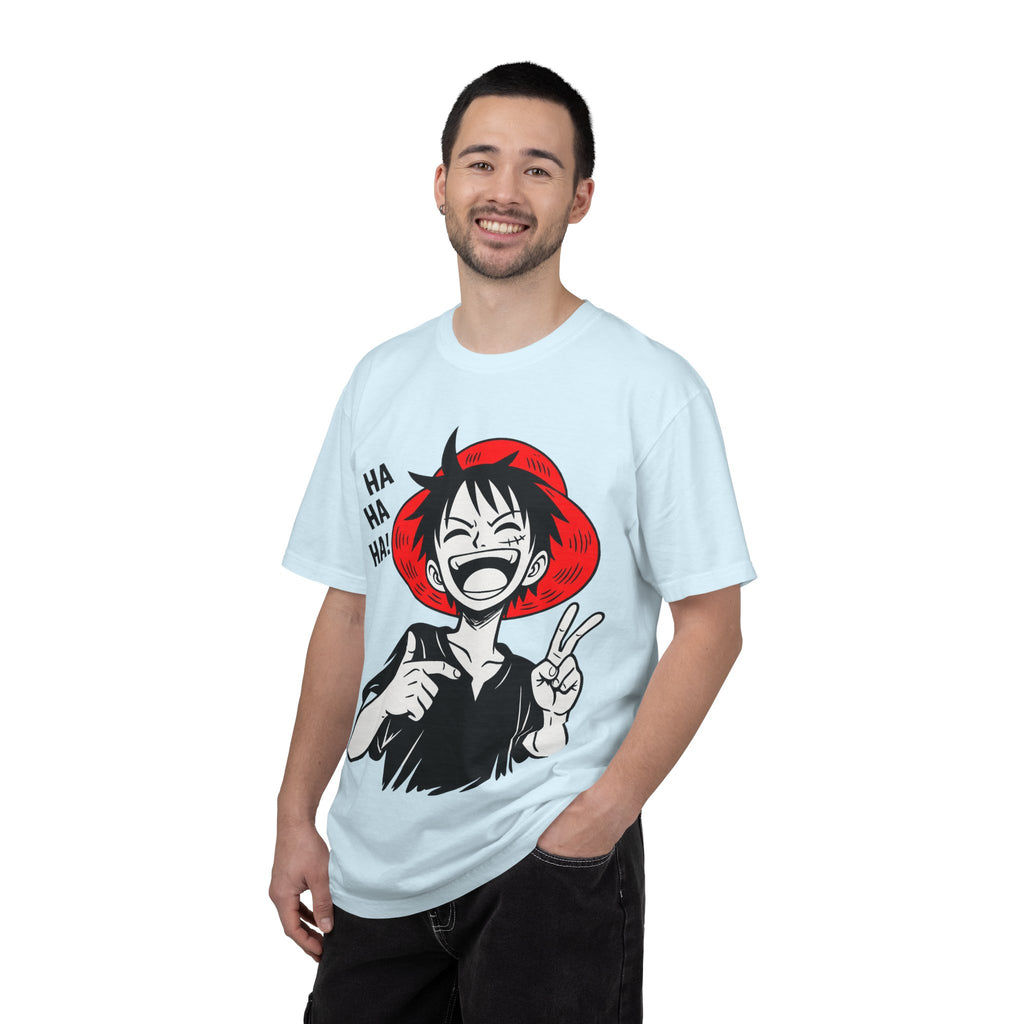 Anime Luffy Laughing Graphic T-shirt - Monkey D. Luffy Peace Sign Tee